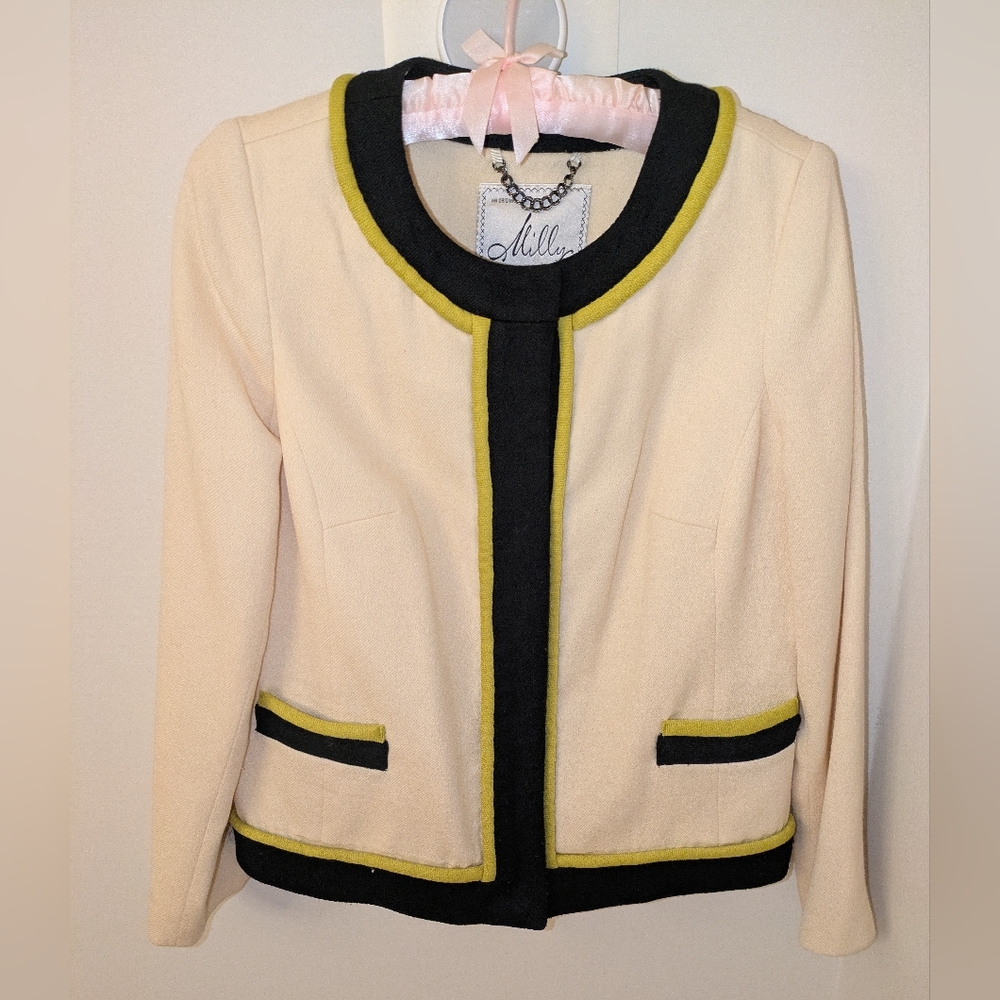 Cream and Black Women's Jacket
